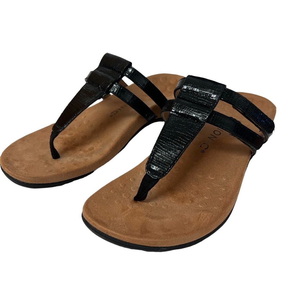 Vionic Women's Sandals Elvia Adjustable Thong Shoes Black 8 8.5 US - Picture 2 of 6